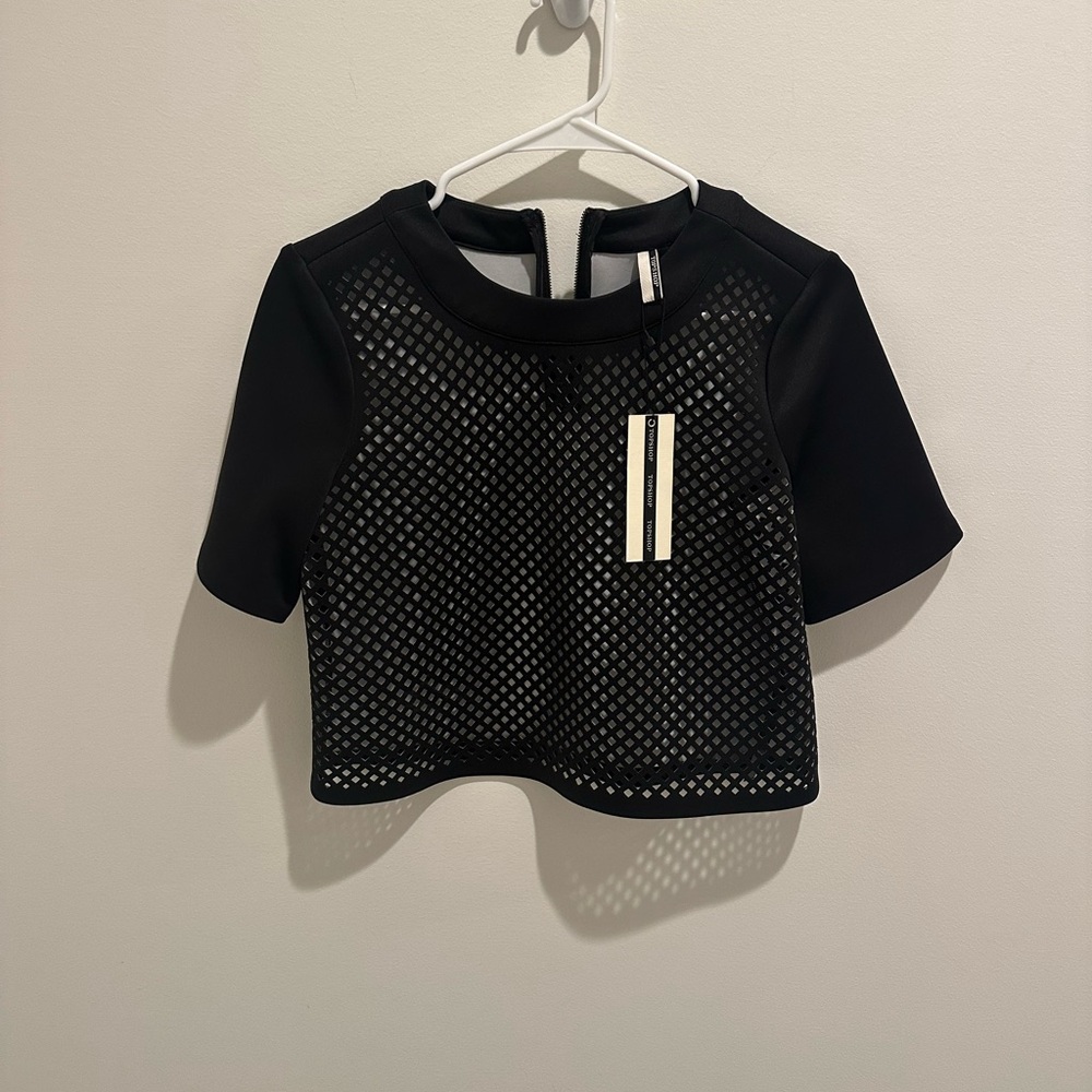 Top shop cropped party mesh top